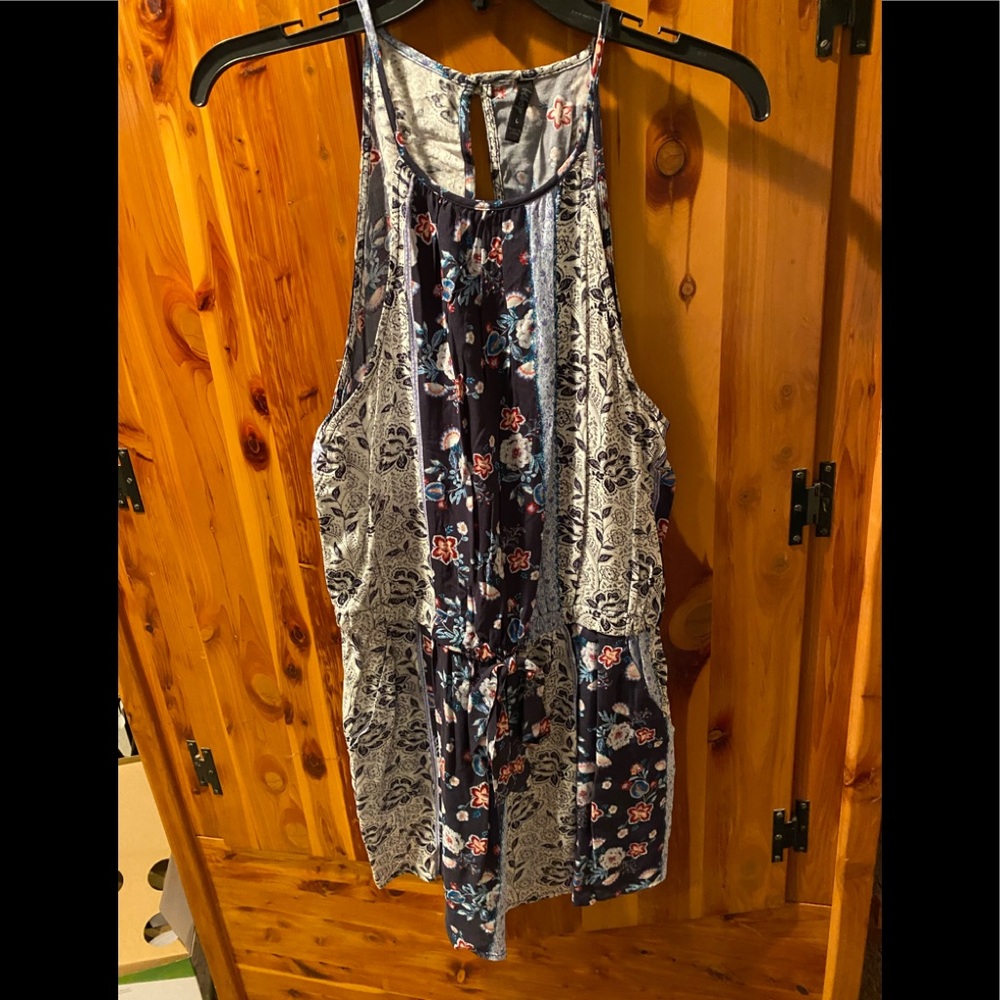 Floral Printed Navy & Pink Romper Size Large